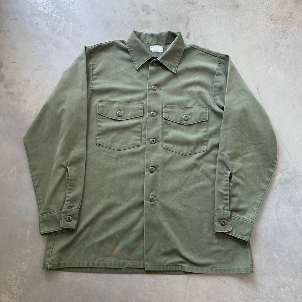 Vintage 80’s OG-507 Military Army Olive Green Retro Utility Field Shirt Size XL